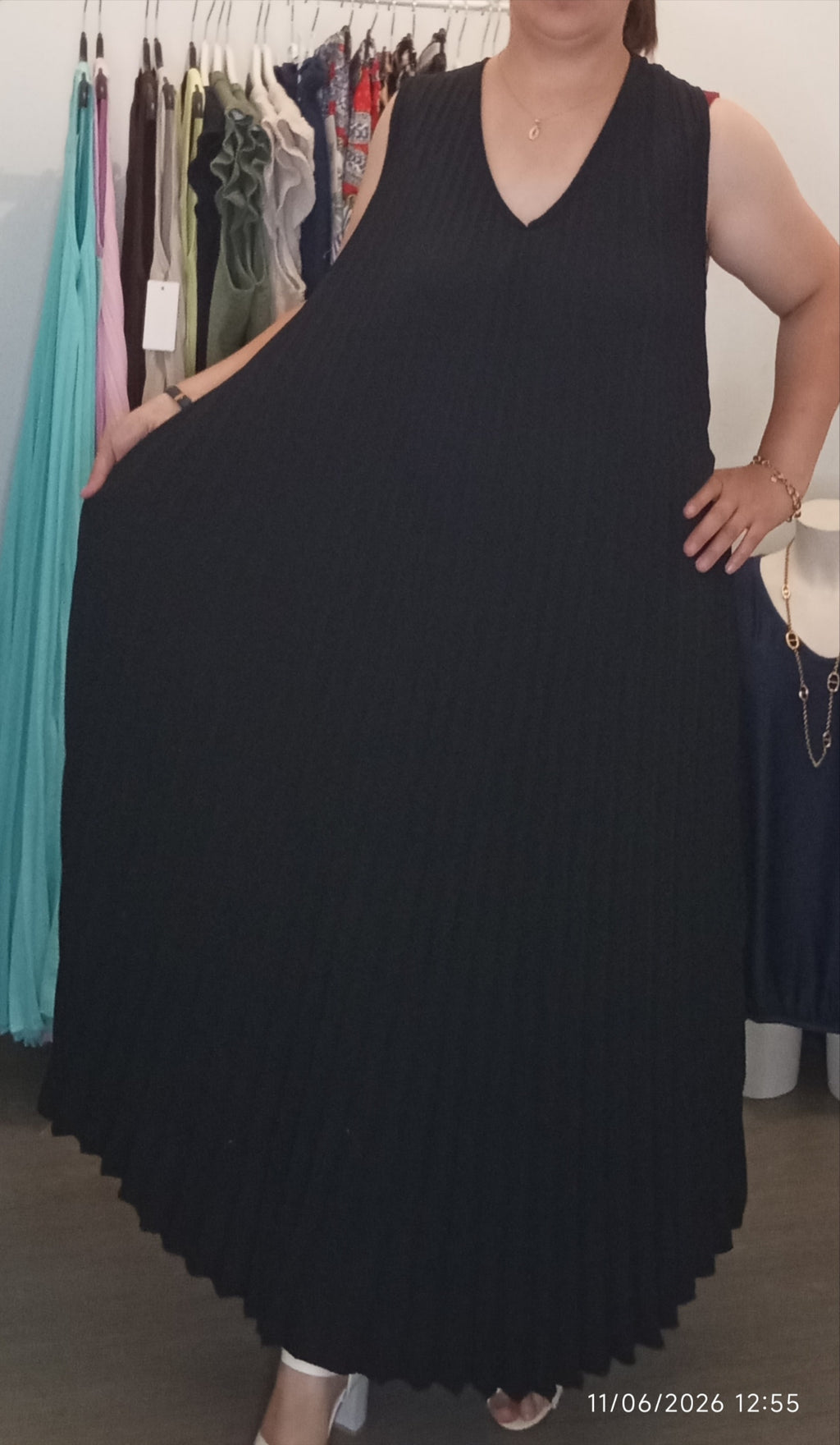 Robe longue plissée