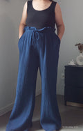 Pantalon jambes larges gaze de coton