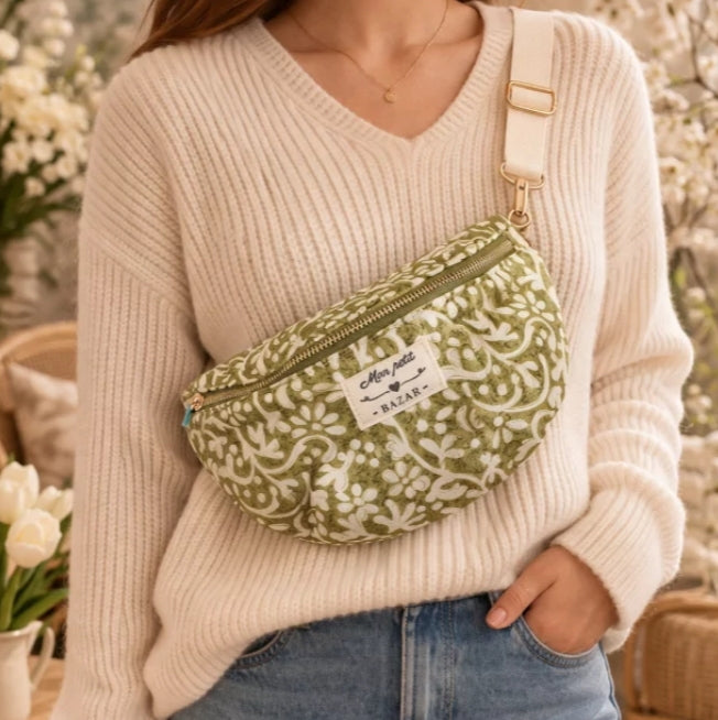 Sac banane matelassé imprimé floral mon petit bazar