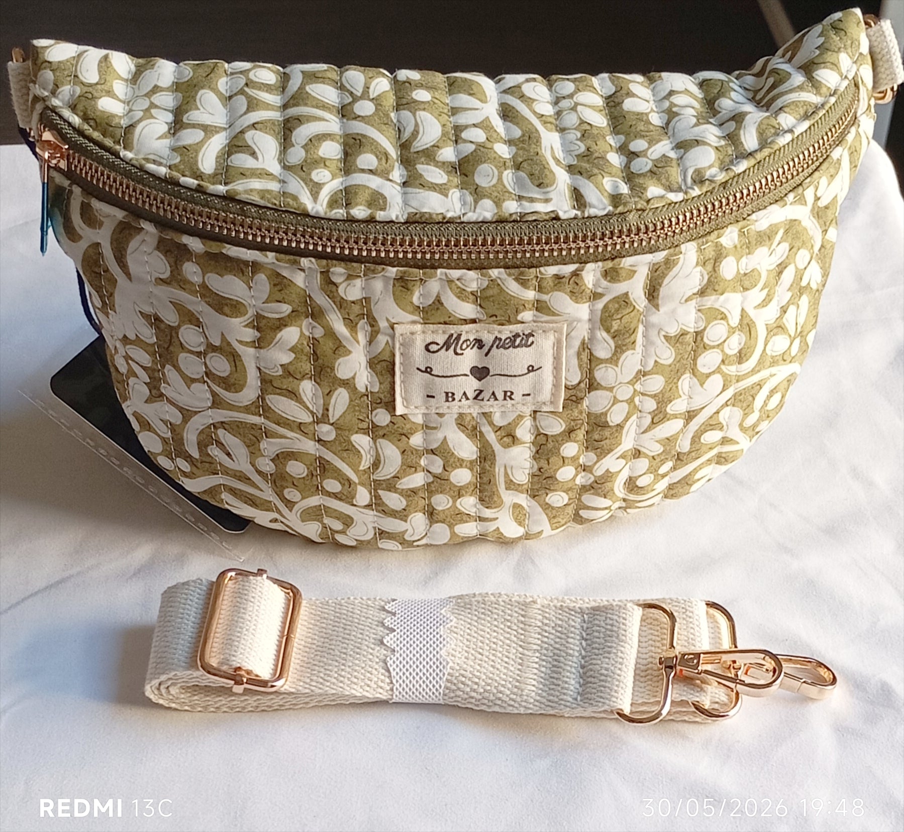 Sac banane matelassé imprimé floral mon petit bazar