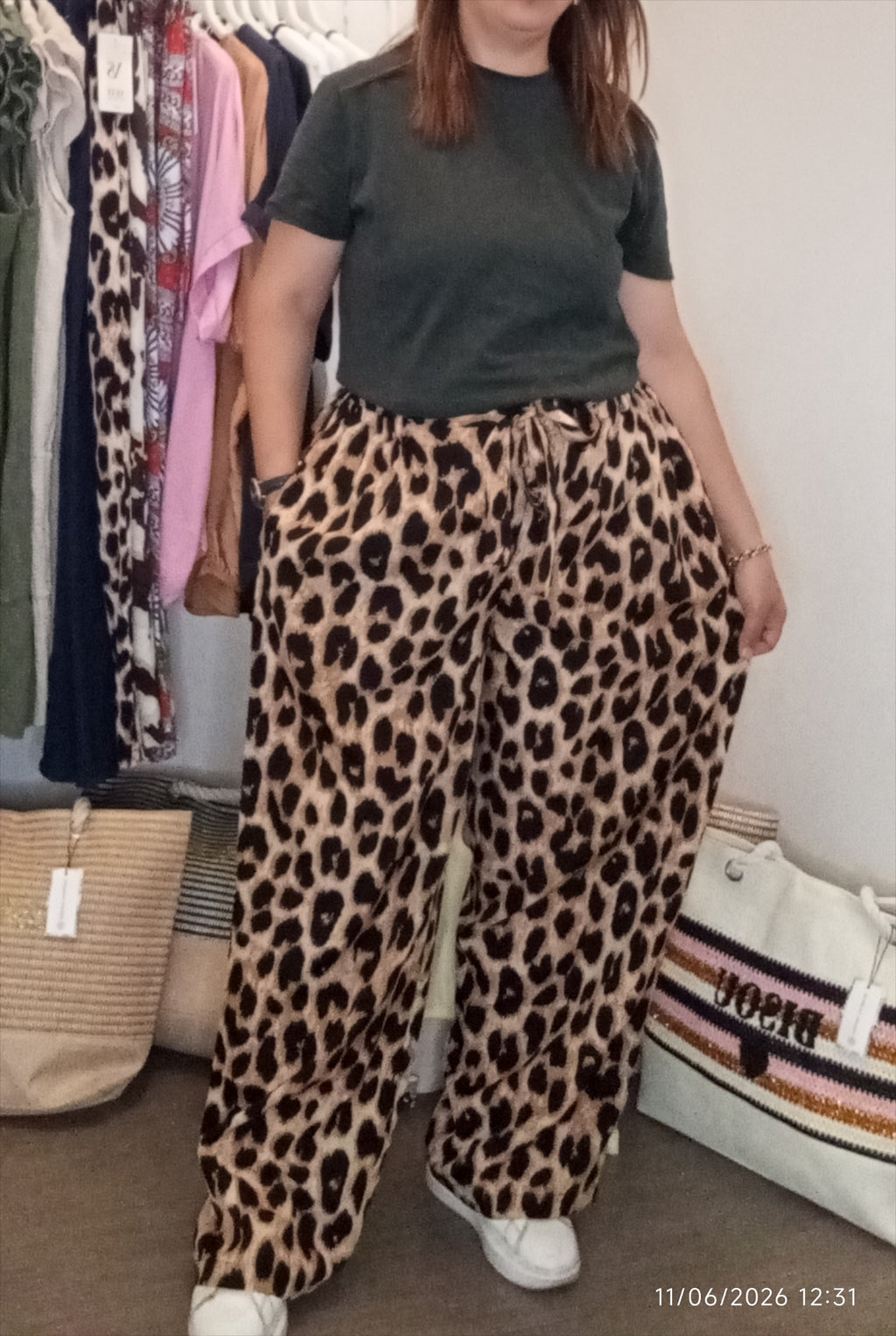Pantalon fluide léopard