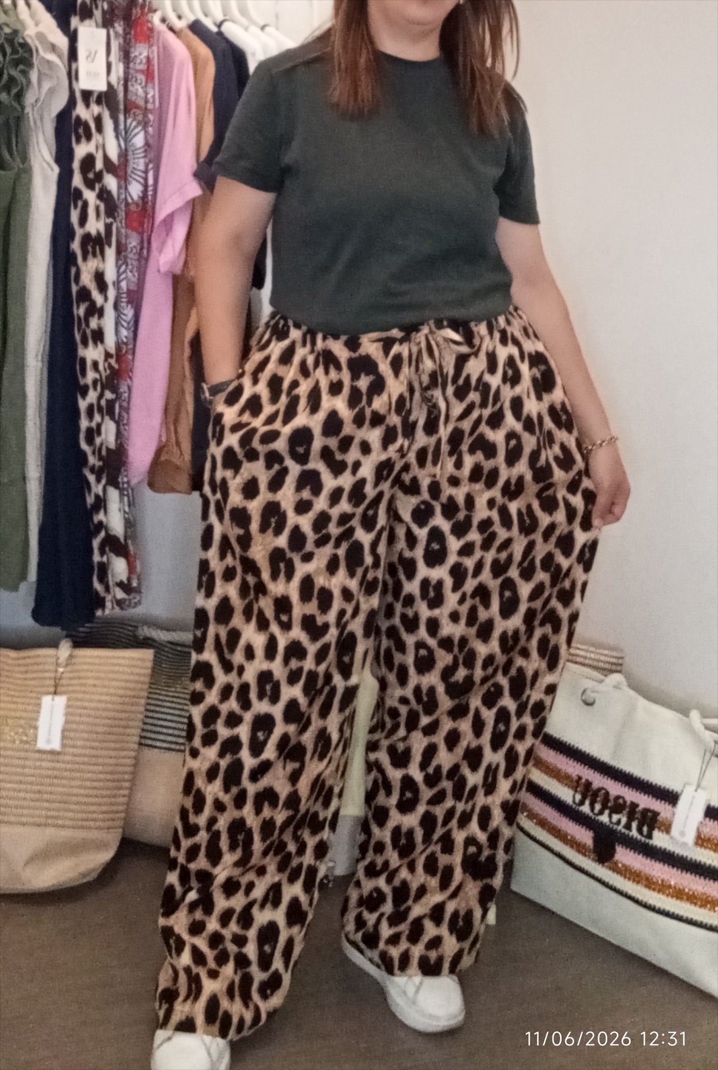 Pantalon fluide léopard