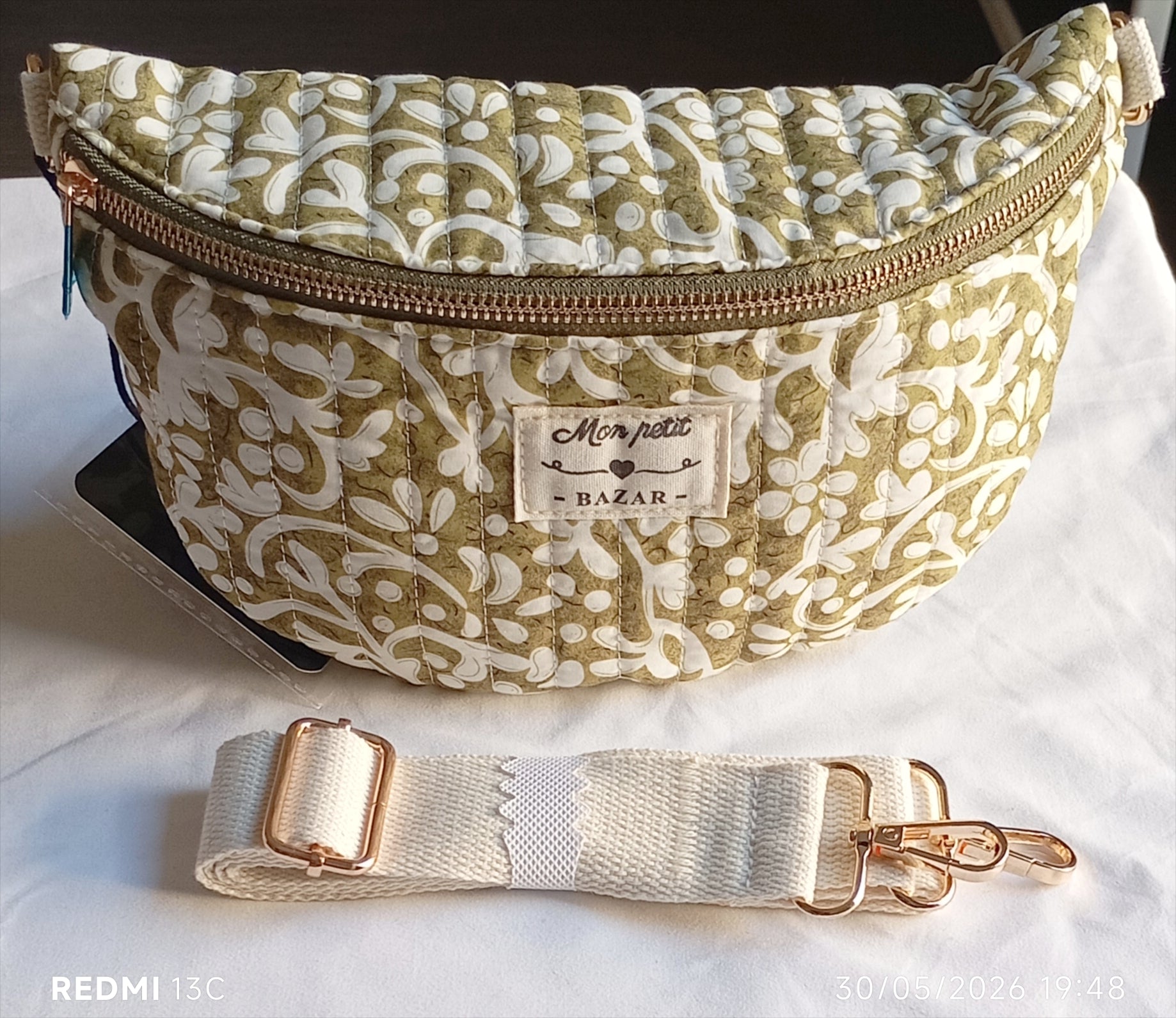 Sac banane matelassé imprimé floral mon petit bazar