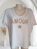 T-shirt oversize blanc avec motif AMOUR