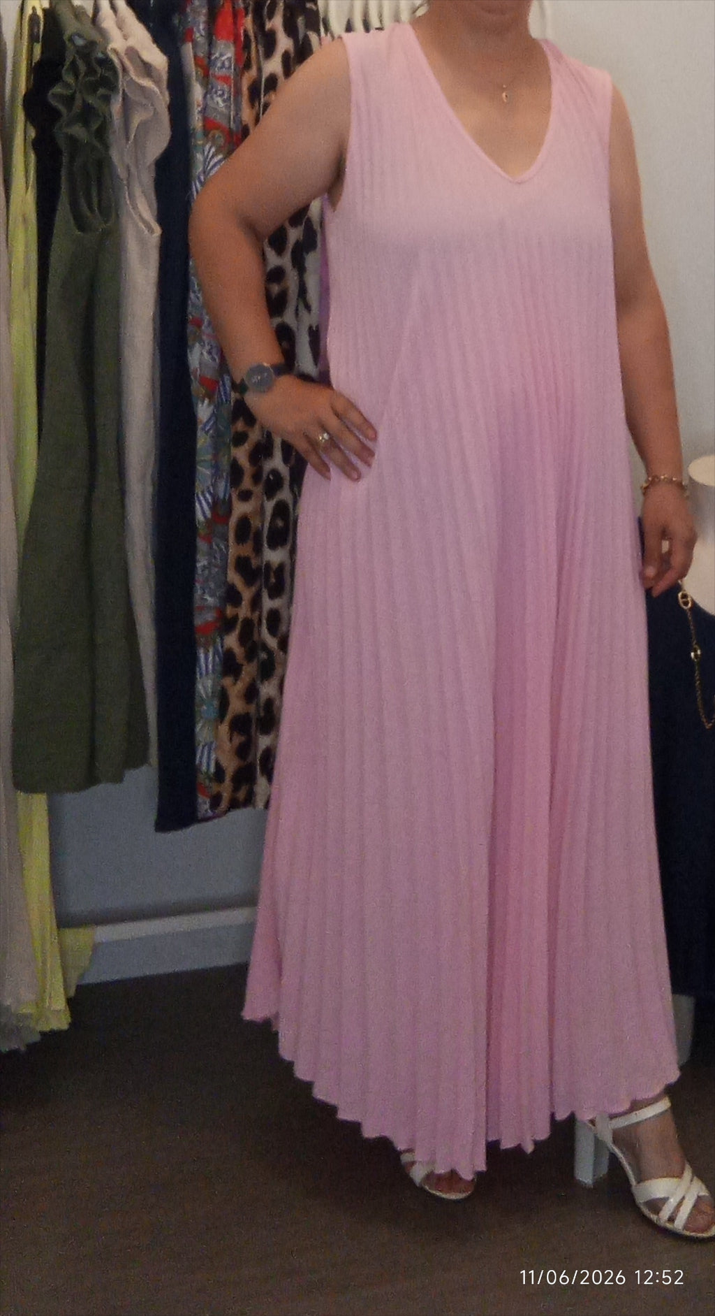 Robe longue plissée