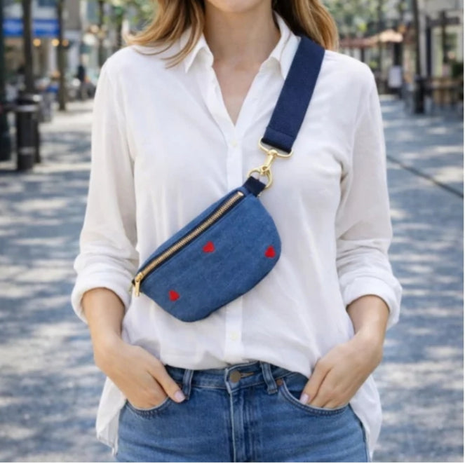 Sac banane jean avec coeur ❤️