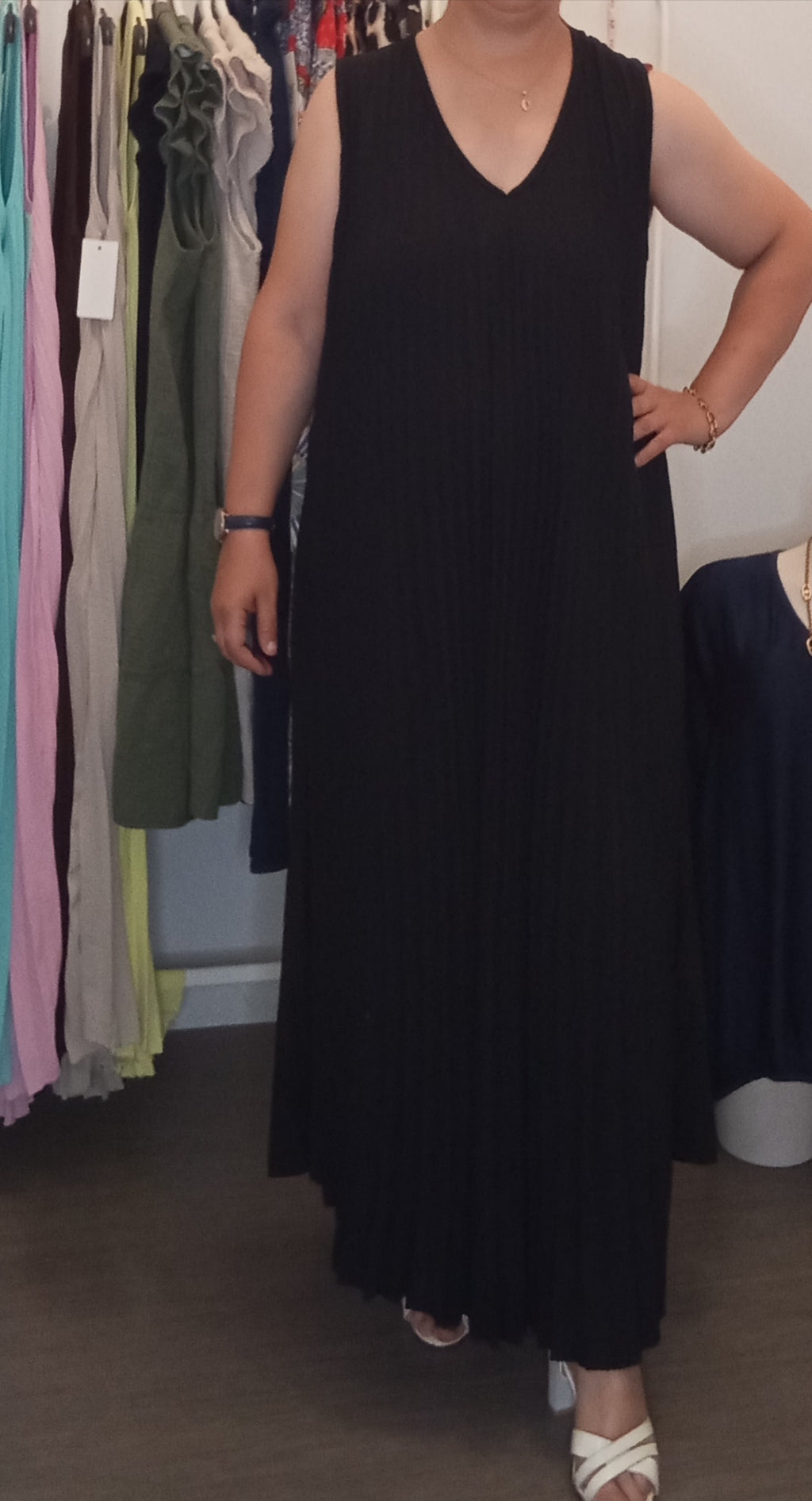 Robe longue plissée