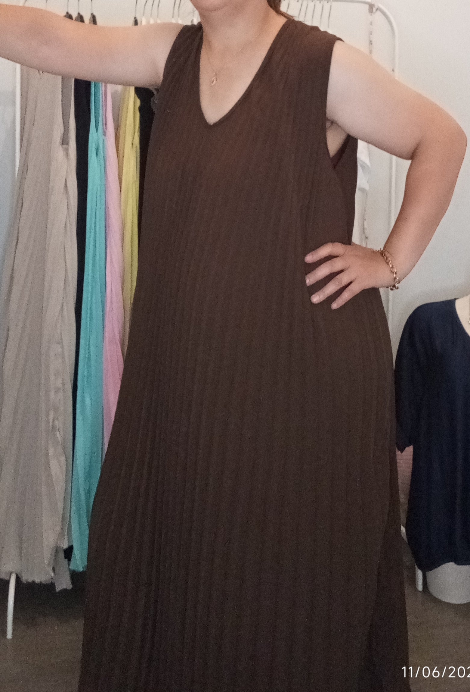 Robe longue plissée
