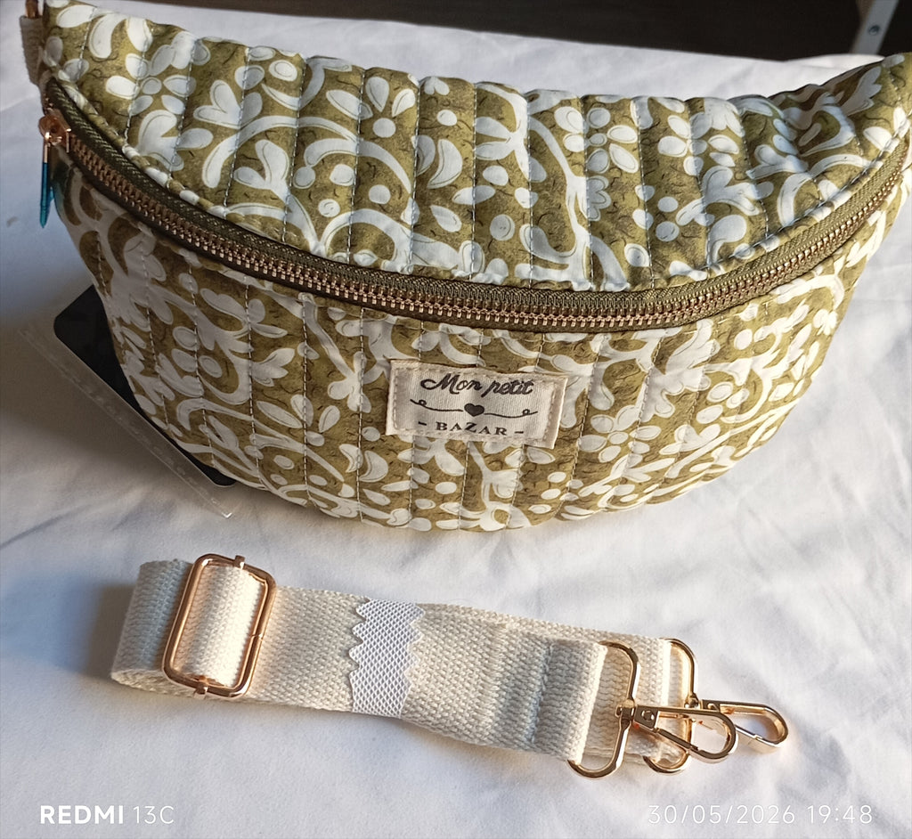 Sac banane matelassé imprimé floral mon petit bazar